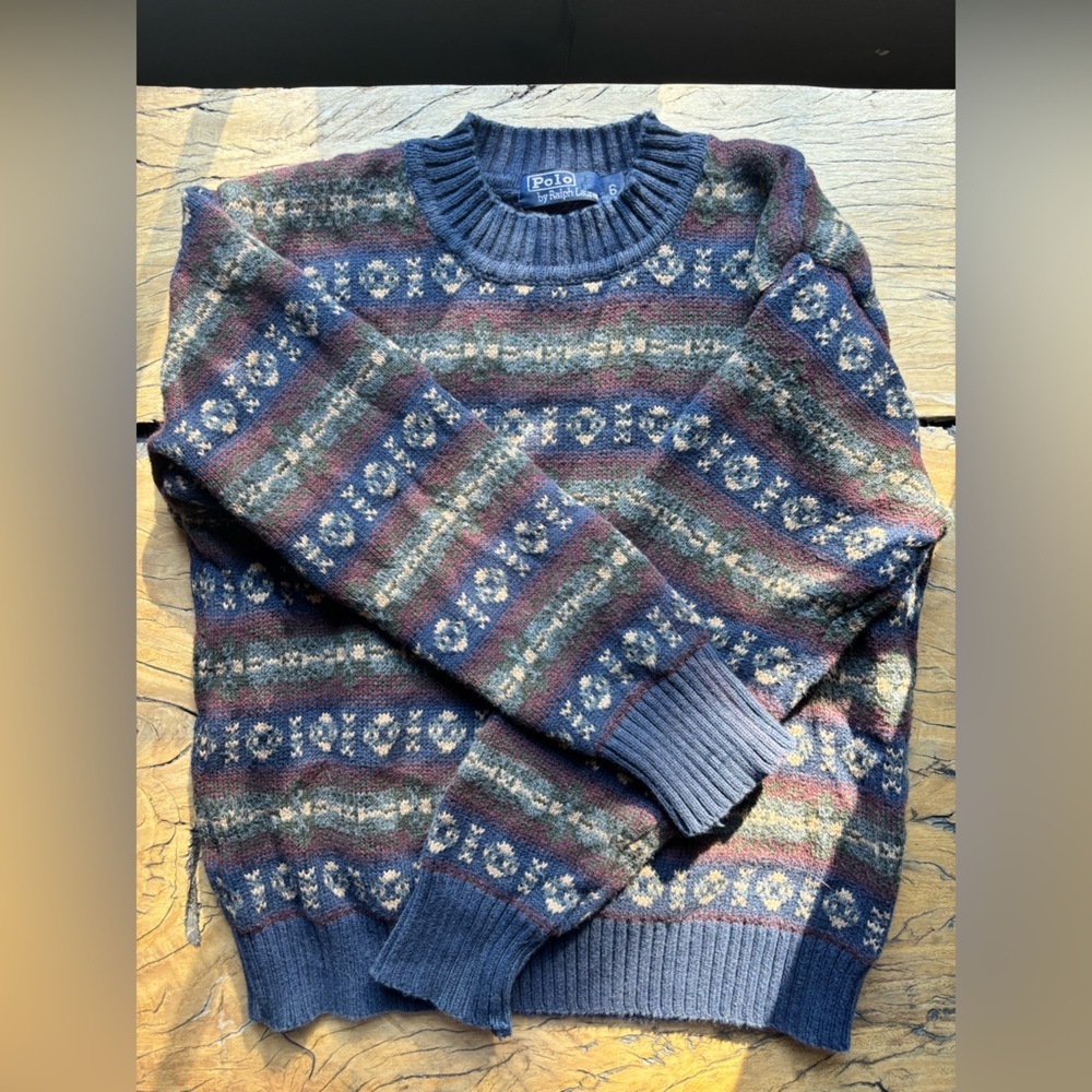 Ralph Lauren Kids Multicolor Patterned Crewneck Sweater 100% Cotton